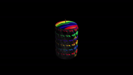 Lgbt-Rotierende-Mehrfarbige-3d-kerze-Mit-Herzen-Und-Transparentem-Hintergrund-Des-Alphakanals