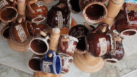 Handmade-colombian-coffee-cups-in-a-shop-in-Monserrate