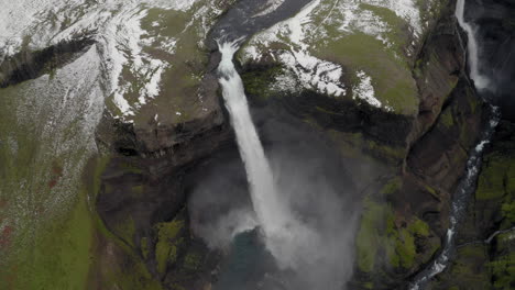 Aerial:-Slow-panning-shot-of-Haifoss-waterfall-in-Iceland