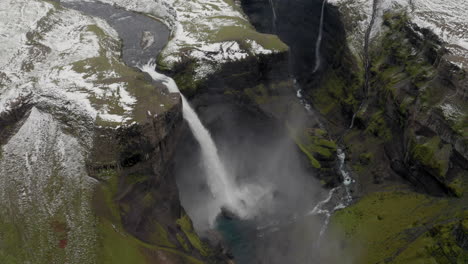 Aerial:-Flying-towards-Haifoss-waterfall-in-Iceland