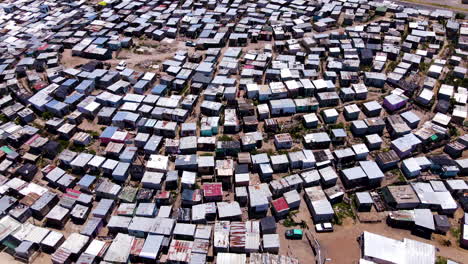 Crowded-township---makeshift-tin-houses-on-hill-of-informal-settlement