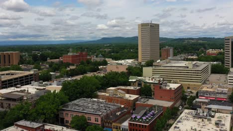 Aerial-view-of-Greenville,-South-Carolina-skyline-on-beautiful-summer-day