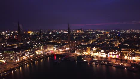 Hamburg-Skyline-Post-Sunset-Aerial-Shot