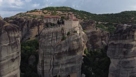 Aerial-fly-by-of-the-Meteora-Monastery-in-Greece-Europe