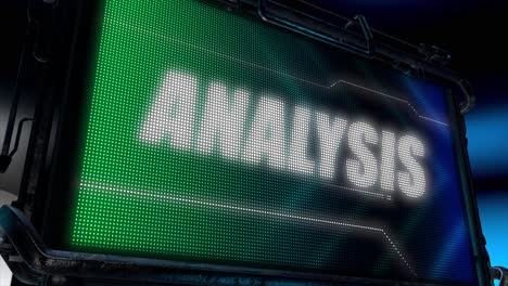 3D-animated-motion-graphics-design-of-a-hi-tech-screen-flashing-a-lightboard-style-sports-title-card,-in-classic-blue-and-green-color-scheme,-with-animated-chevrons-and-the-bold-Analysis-caption
