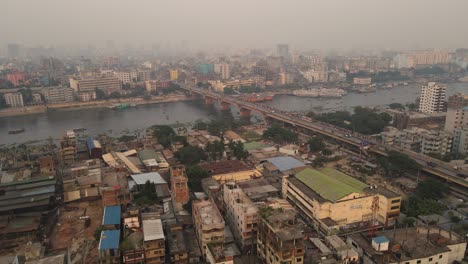 Aerial-Rooftop-Views-Of-Buildings-Near-Dhaka-City-River-Port-At-Dhaka-In-Bangladesh