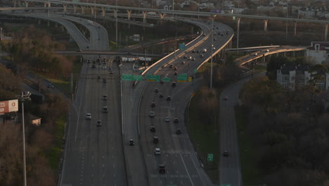 4k-drone-view-of-cars-traveling-on-I-45-North-freeway-in-Houston