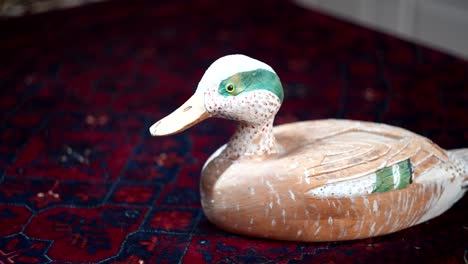 Hand-carved-wooden-duck-decoy-American-Widgeon---parallax-motion