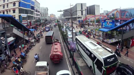 Timelapse-De-Una-Carretera-Muy-Transitada-En-Dhaka,-Bangladesh