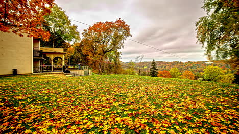 tourists-at-the-cable-car-station-in-Sigulda,-Latvia-,-during-an-autumn-day