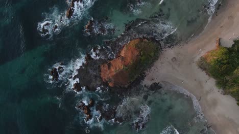 Still-aerial-footage-of-a-beautiful-rocky-beach-in-Costa-Rica