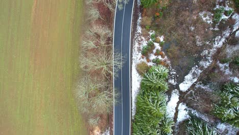 Top-down-View-of-a-Zig-Zag-Road-in-Country-side---Slow-motion