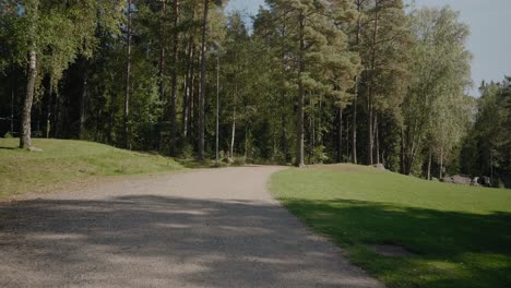POV-Walking-in-Kypegården-Park-With-People-Having-Picknick-in-Background---Wide-Shot-Tracking-Forward