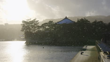 Puesta-De-Sol-De-Invierno-En-La-Bahía-De-Matsushima,-Prefectura-De-Miyagi-Japón