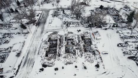 Drone-Aerial-View-of-Burnt-Down-Residential-Buildings-and-Vehicles-in-Superior-Colorado-Boulder-County-USA-After-Marshall-Fire-Wildfire-Disaster