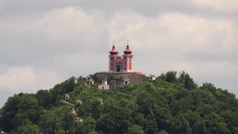 Time-lapse-of-a-sunny-day-at-a-famous-landmark-in-Banská-Štiavnica-calvary-located-in-Slovakia