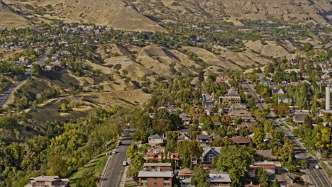 Salt-Lake-City-Utah-Aerial-v10-fly-around-capitol-hill,-the-avenues-neighborhoods-capturing-beautiful-natural-landscape-and-hillside-residential---Shot-with-Inspire-2,-X7-camera---October-2021