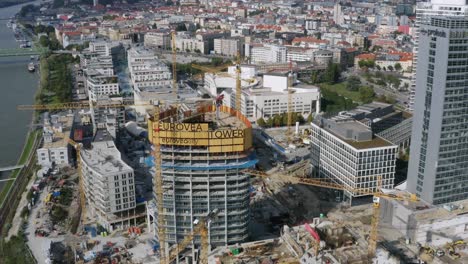 Aerial-flyover-of-construction-Eurovea-tower