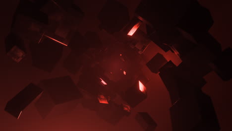 Futuristic-red-looping-and-rotating-tunnel-animation