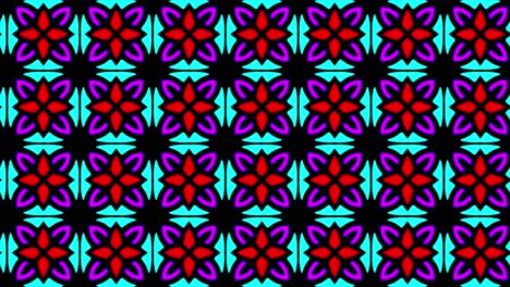 Graphic-design-in-kaleidoscope-format-on-dark-background-with-digital-pattern-in-panning-motion