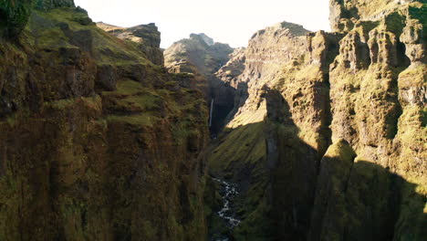 Flying-On-Steep-Rocky-Walls-Of-Mulagljufur-Canyon-In-Southern-Iceland
