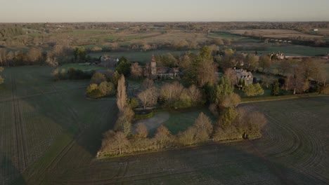 Village-Church-England-Aerial,-St-James-The-Great,-Old-Milverton,-Warwickshire,-Aerial-Overhead-View-Winter
