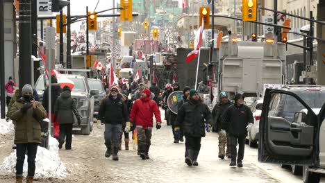 Protester-walking-on-the-streets-on-trucker-Freedom-Convoy