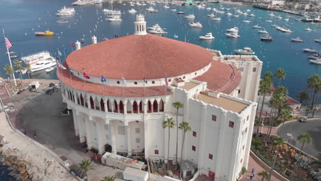 Aerial-view-of-Avalon-Casino-and-harbor-in-Santa-Catalina-Island