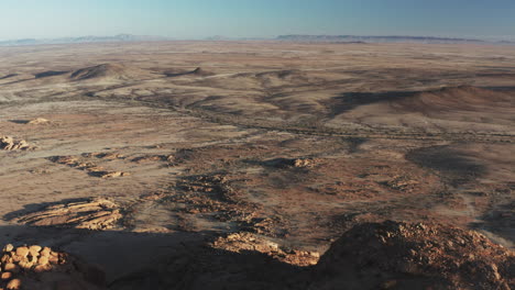 Wide-shot-aerial-view-of-the-Namibian-Desert