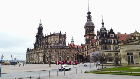 Urban-Scenery-with-Dresden-Castle-and-Towers-in-Historic-City-Centre