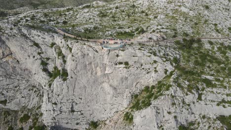 4K-Skywalk-Croatia-Aerial-Biokovo-Mountain-Drone---High-rocky-mountains-against-the-backdrop-of-the-extremely-beautiful-sea-coast-of-Croatia