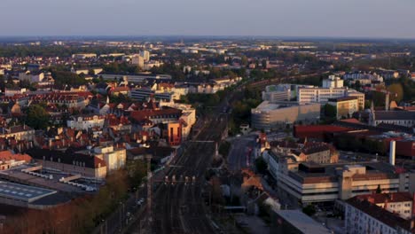 Drone-Zoom-Dolly-Train-Tracks-in-Europe-Golden-Hour-HD-30p
