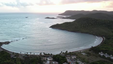Drone-footage-from-a-calm-sunrise-in-beautiful-Saint-Lucia