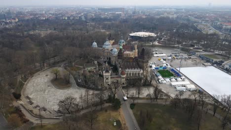 4K-circle-drone-shot-over-Vajdahunyad-Castle-in-Budapest-Hungary-2