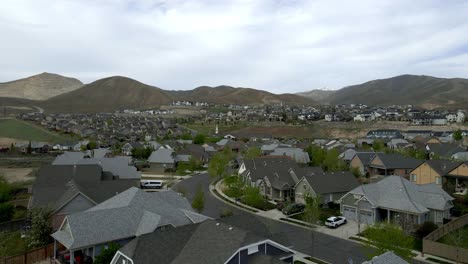Flying-over-a-middle-class-neighborhood-in-the-foothills-of-a-picturesque-community