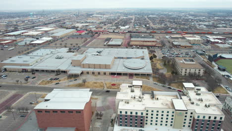 Aerial-View-of-Downtown-Amarillo,-Texas-USA,-City-Hall-and-Civic-Center-Complex