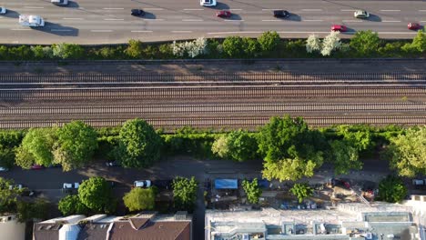The-area-Berlin-Ring-to-Volkspark-Wilmersdorf
Perfect-aerial-view-flight-bird's-eye-view-slowly-tilt-up-drone-footage
of-Friedenau-Summer-2022