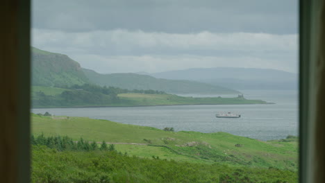 A-ferry-boat-on-a-windy-day-in-the-Sound-of-Mull,-on-Scotlands-west-coast