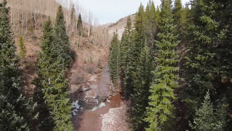 Creek-in-Colorado-with-drone-video-moving-forward-in-slow-motion