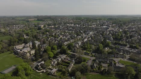 Chipping-Norton-Cotswold-Town-Aerial-View-Spring-Season-Goodbye-Shot
