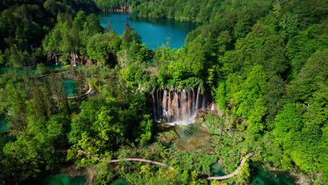 Plitvice-lakes-croatia,-Nacionalni-park-"Plitvička-jezera",-aerial-view-of-waterfall