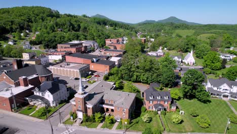 aerial-over-churches-in-tazewell-virginia-with-church-steeple-in-tazewell-county