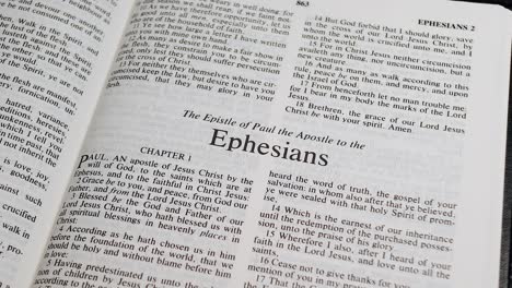 Close-Up-Shot-of-Bible-Page-Turning-to-the-book-of-Ephesians