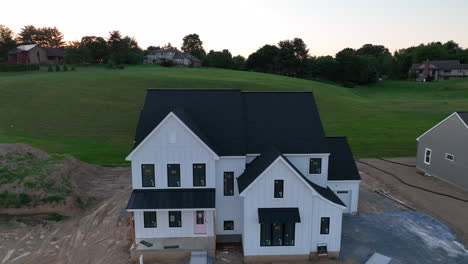 Rising-aerial-view-of-new-home-construction