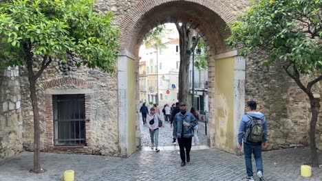 Tourist-walking-old--historical-part-of-Lisbon-city