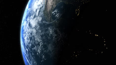 Eine-Filmische-Darstellung-Des-Planeten-Erde-Bei-Sonnenaufgang-Als-Blick-Aus-Dem-Weltraum-Mit-Lebendiger-Blauer-Himmelsatmosphäre