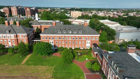 Brick-buildings-on-campus-of-Johns-Hopkins-University-grounds