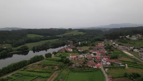 Aerial-View-of-Beautiful-Village-and-Medieval-Castle-of-Lapela