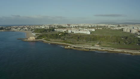 Panoramic-view-of-beach-in-Santo-amaro-de-Oeiras-in-Portugal