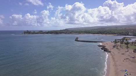 Aerial-view-of-Waialua-bay-in-Haleiwa-Oahu-on-a-calm-and-sunny-day